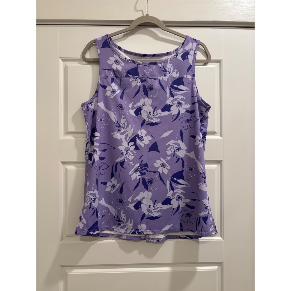 Columbia Womens Purple Floral Split Back Sleeveless Tank Top AK1399 Large